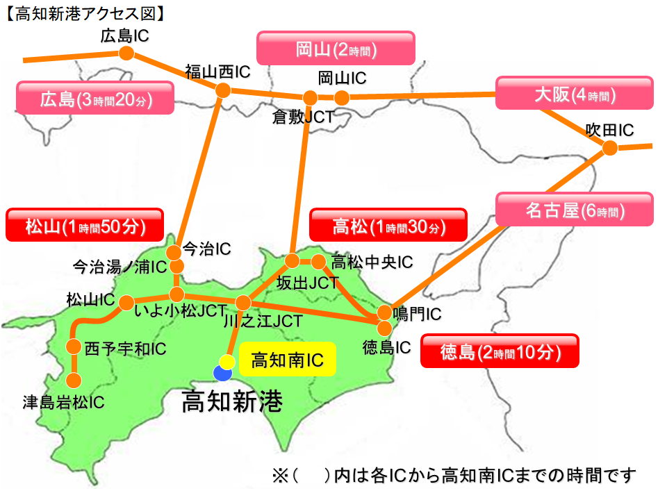 高知新港へのアクセス図
