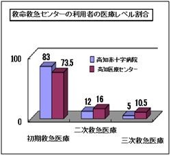 救急救命センターの利用者の医療レベル割合