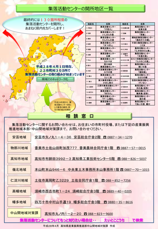 センターの開所地区一覧・相談窓口