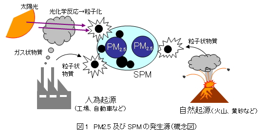 図１PM２．５及びSPMの発生源（概念図）