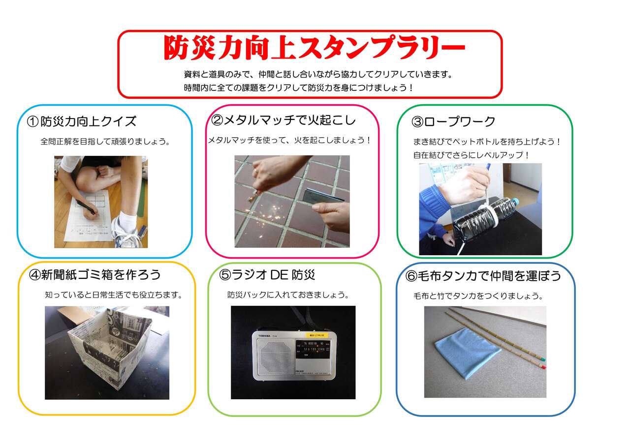 防災力向上スタンプラリー課題内容