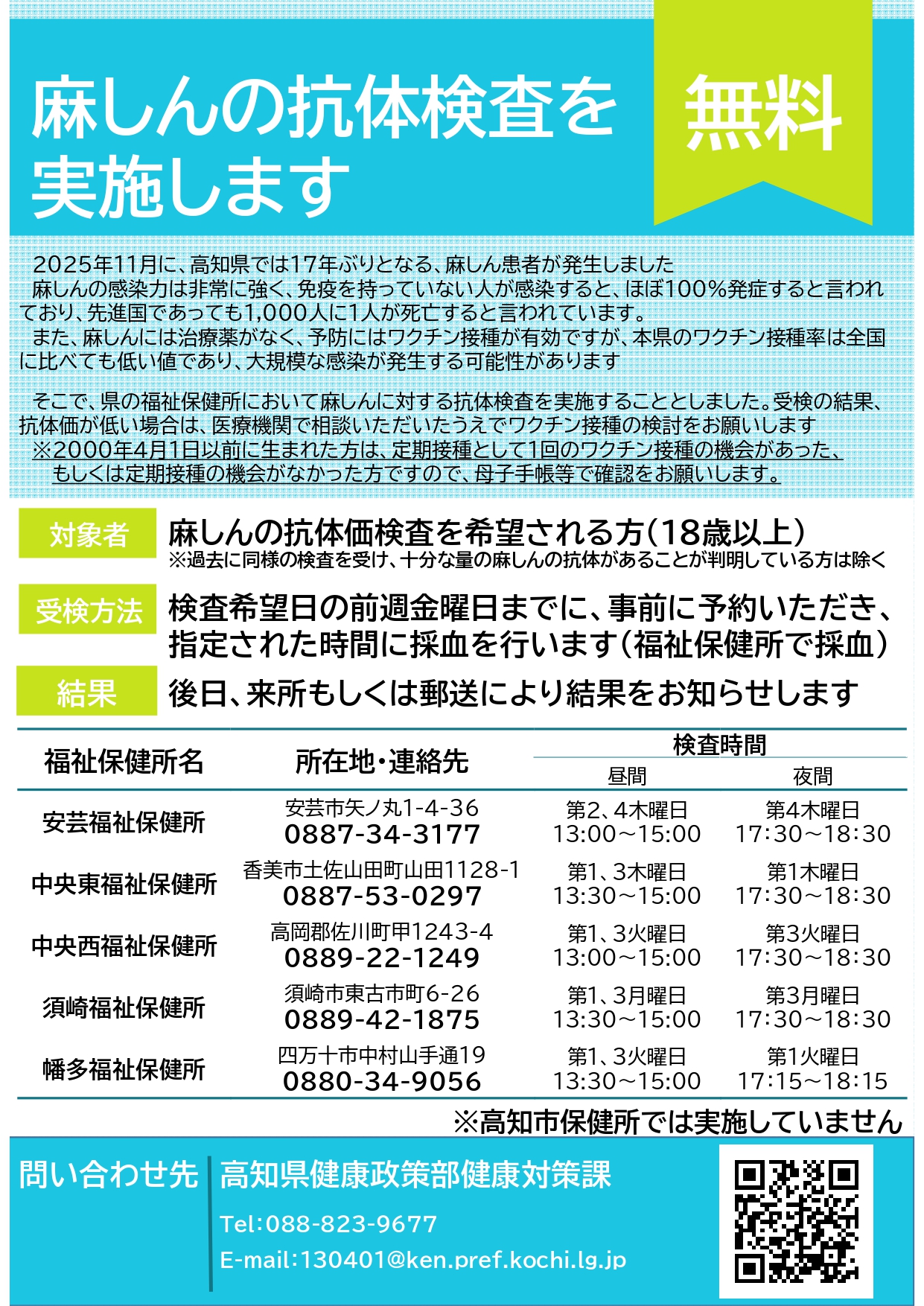 麻しん検査チラシ