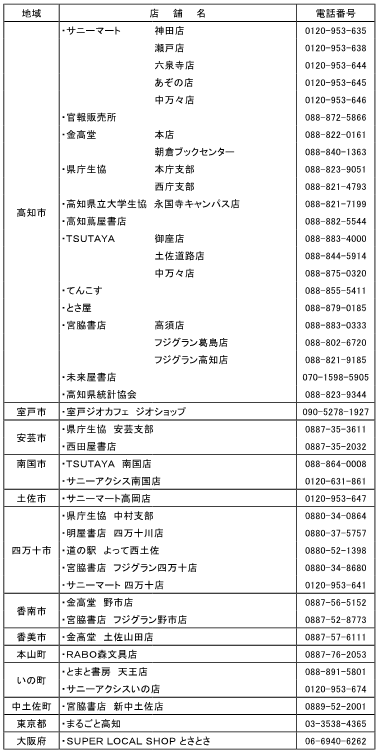 2026年版高知家手帳取扱店舗一覧