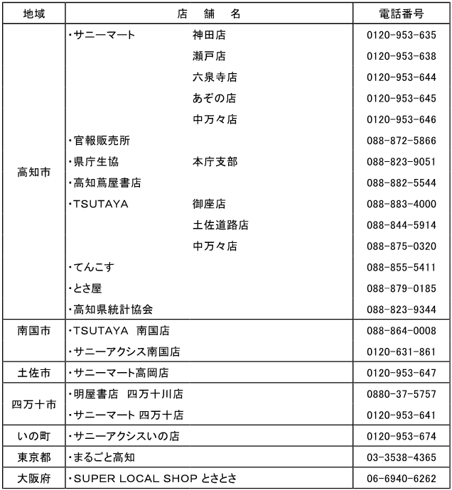 販売委託店一覧