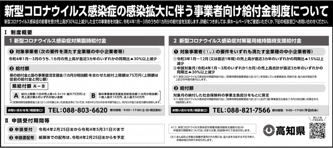 給付金制度に係る新聞広告