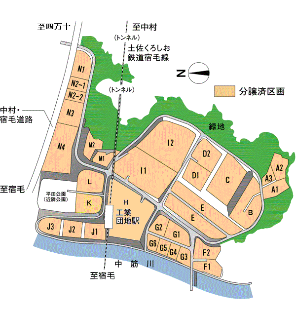高知西南中核工業団地区画図